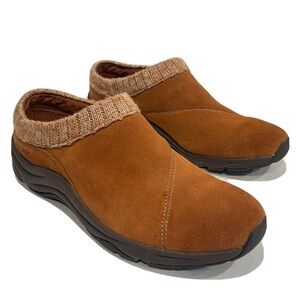 GUC - Vionic Arbor Brown Suede Slip On Clogs Comfort Slippers - size 8.5